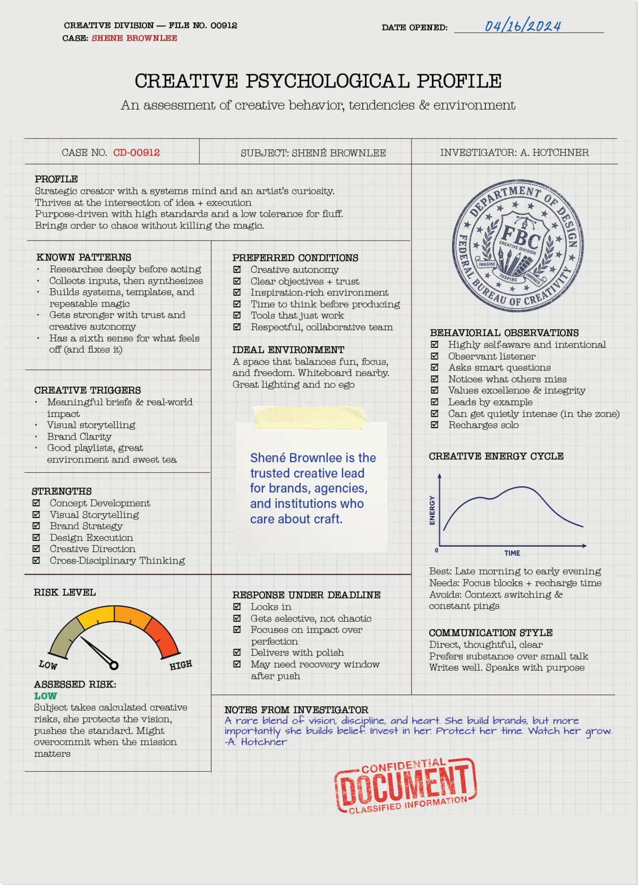 Creative psychological profile