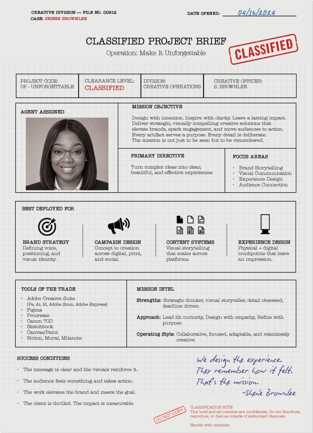 Classified project brief
