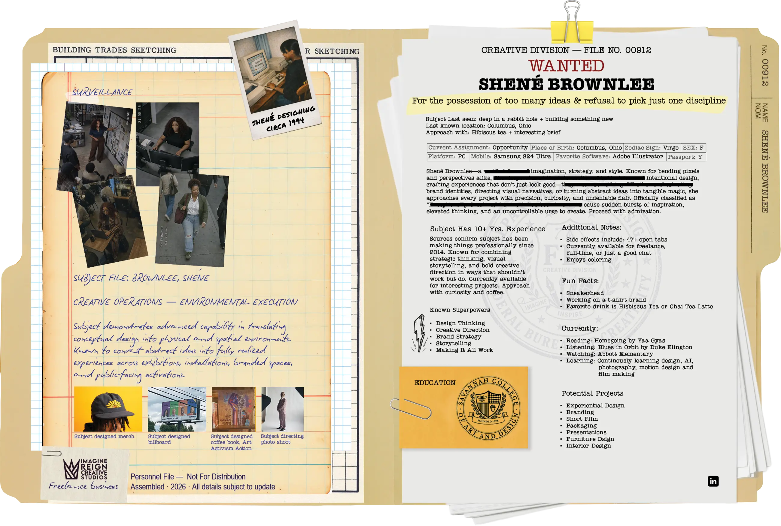 Open case file dossier for Shené Brownlee